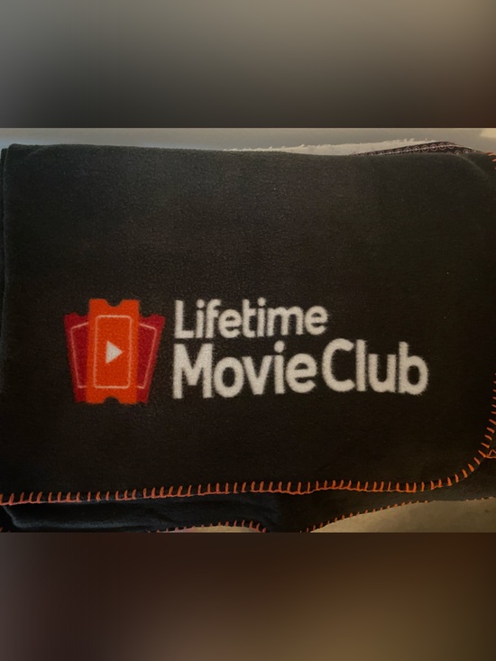 Other - Lifetime Movie Club Black Logo Fleece Blanket with Red Trim